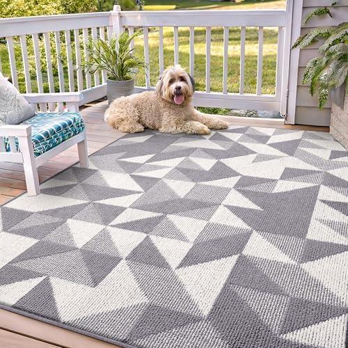 OLANLY Large Door Mat Indoor Entrance Washable 71x47, Odor-Free Low-Profile Front Back Geometric Doormat, Absorbent Resist Dirt Entry Carpet, Easy to Clean Sturdy Inside Floor Mats for Entryway, Grey