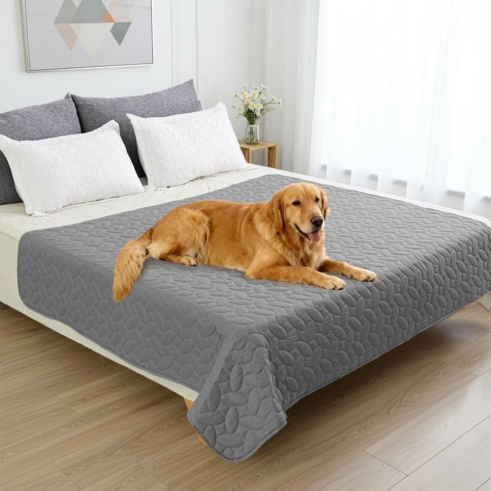 Ameritex Pet Bed Cover Dog Bed Blanket for Sofa and Furniture Waterproof New Pattern Design 82x120 Inch (Pack of 1), Light Grey