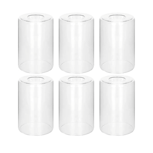 6 Pack Clear Glass Shades Replacement,5.51in Height,3.94in Diameter,1.65in Fitter,High Transmittance Cylinder Glass Lampshade Replacement for Pendant Light Floor lamps Chandelier Wall Sconces