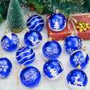 Joiedomi 24 Pcs Christmas Ball Ornaments, Blue & White 2.3 Deluxe Delicate Painting & Glittering Shatterproof Christmas Tree Ornaments for Wreath Garland Holiday Indoor Party