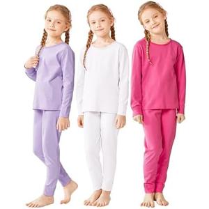 Resinta Girls Cotton Thermal Underwear Set Toddler Long Johns Kids Winter Base Layer Top & Bottom, 3T