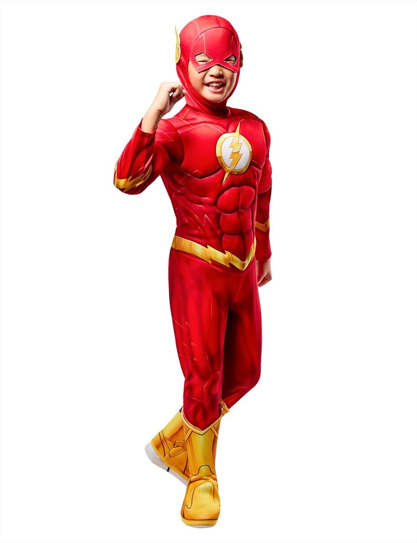 Rubies Boy's The Flash Boy's the Flash Deluxe Costume Jumpsuit and Headpiece (Medium)