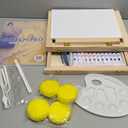 49 Pieces Watercolor Paint Set with Tabletop Easel, Complete Starter Painting Art Supplies with Watercolor Paints, Canvases, Sketch Pads, Brushes and Palette for Beginners Young Artists and Adults