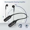 WallarGe Neckband Hearing Amplifier for Conversation or TV Watching, Bluetooth 5.3 with Microphone, 35 Hours of Listening Time, Digital Hearing Amplifier for Seniors Adults with Volume Control
