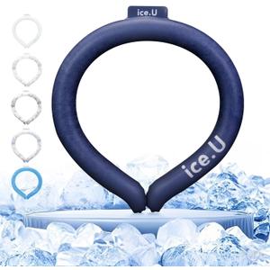 Auto-Freezing Ring  27C / 80F Neck Cooler for Hot Weather, Reusable Cooling Tube Wrap for Sports, Travel, Commuting, Office, and Outdoor Heat Relief (Classic Navy)