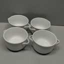 LE TAUCI Soup Bowls with Handles - 28 oz Lead-Free Ceramic French Onion Crocks, Oven and Microwave Safe, Heat-Resistant Design, Stackable, Dishwasher Safe, Set of 4, White