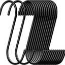 ESFUN 30 Pack 3.7 inch Length S Hooks Black Steel S Shaped Hooks for Hanging Jeans Pans Pots Plants Bags Towels Kitchen Closet Hooks Hanger, Fit The Rod Dia Less than1 inches
