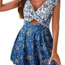 Aleumdr Women's One Piece Swimsuit Ruffle Cutout Swimdress Tummy Control V Neck Wrap Swimwear, M
