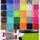 30,000Pcs 30 Colors Jelly AB Rhinestones for Bedazzling, 3mm Resin Flatback Gems All-in-One Bedazzling Kit with 4Pcs B-7000 Glue, Pickup Pen, Tweezers & Trays for Crafts, Nails, DIY, Large Pack +
