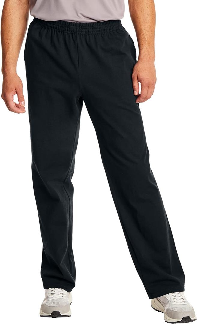 Hanes Essentials Sweatpants, Mens Cotton Jersey Pants with Pockets, 33 (Large, Black)