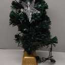 24inch Green Fiber Optic Christmas Tree,Pre-Lit Artificial Mini Christmas Tree, Tabletop Small Xmas Tree with Stars Holiday Home Decorations