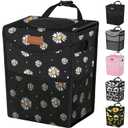 Pritent Car Trash Can with Lid, Cute Leakproof Car Trash Garbage Bag Hanging Vehicle Trash Bin Small Portable Automotive Garbage Cans Organizer for Back/Front Seat/Console(2.8 Gallons,Black Flower)