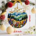 2 x Vibrant Mountain & Wildflowers Christmas Ornaments: Christmas Tree Ornaments & Holiday Decor  Perfect Holiday Presents & Gift Ideas for Friends, Coworker, Family, and Nature Lover