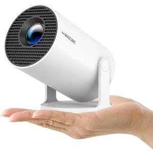 2025 Upgraded HY300PRO Mini Projector with WiFi and Bluetooth, Portable Projector 4K Support, Auto Keystone, 180 Degree Rotation, Smart Proyector for Home Outdoor Android 11 (White)