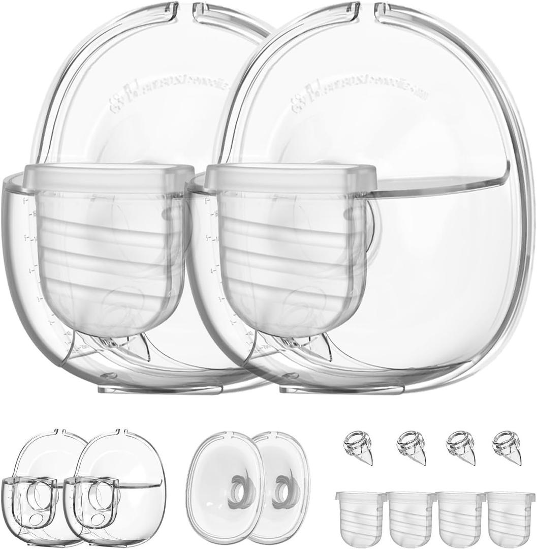 Wearable Breast Pump Parts Include Duckbill Valve, Silicone Diaphragm, 24mm Flange, Milk Collector Cup Compatible with Lansinoh Discreet Duo, Mammanuwa, Nuliie S32 Breast Pump, 2 Sets