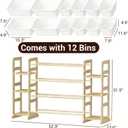 Kiddocood Kids Toy Storage Organizer with 12 Bins, 100% Solid Wood - Natural Finish Montessori Toy Organizer, BPA Free, CPC & TIC Certified Playroom Organization for Living Room & Nursery, 52.3"