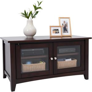 Shaker Cottage 36-Inch TV Stand  Media Console with Glass Cabinet, Adjustable Shelf, & Cord Management  Entertainment Center for Living Room or Bedroom by Alaterre Furniture (Espresso)