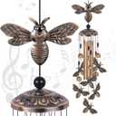 Bronze Bee Wind Chimes  Garden, Home & Patio, Balconies, Room, Indoor, Outdoor Decoration, Bee Decor, Outdoor Bees Wind Catcher, Memorial Wind Bells Gifts for Mom & Women