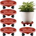5 Packs Large Plant Caddy with Wheels 13" Rolling Wheeled Plant Stands Heavy-duty Plastic Flower Pot Roller Base Movers Indoor Outdoor Planter Dolly with Casters Trolley, Red