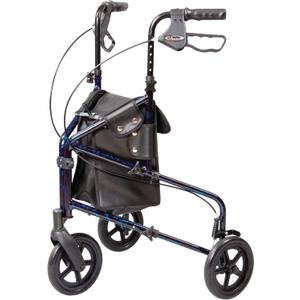 Carex 3 Wheel Walker for Seniors, Foldable, Rollator Walker with Three Wheels, Three Wheel Rolling Walker Height Adjustable for Seniors, Blue, Trio, Folding