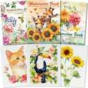 Kalysky 8.5 * 11" Watercolor Workbook,3 Watercolor Coloring Books for Adults,Water Color Book kit for Adults Beginner,160GSM Cold Press Textured Thick Paper (Flowers/Animals/Vases)