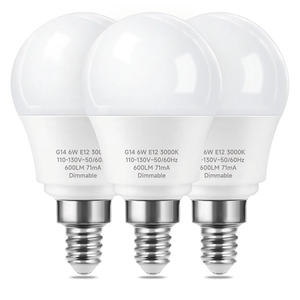 E12 Ceiling Fan Light Bulbs Dimmable, 60w Equivalent LED Bulb, Warm White 3000K, E12 Small Base Candelabra A15 LED Round Light Bulb, 600 Lumen, Pack of 4
