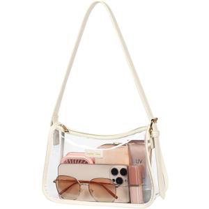 PACKISM Clear Shoulder Bag 9x6x3 - Clear Bag for Stadium Events for Women, Perfect for Sport Events Concert Game Day Daily (Attractive Creamy White)