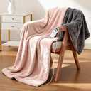 Electric Heated Blanket Throw 50" x 60" Soft Dual-Sided Flannel Fast Heating 12 Heat Levels 1–12H Timer & Overheat Protection & Auto Shut-Off & Machine Washable (Peach Pink & Gray)