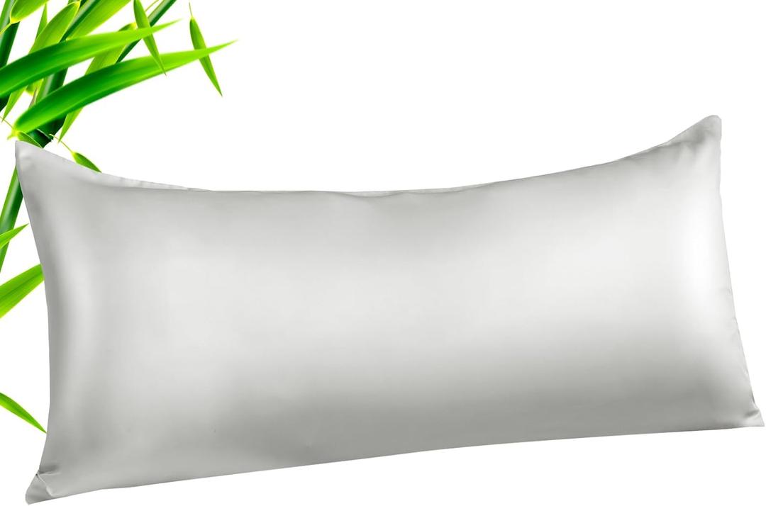 TELUS Body Cooling Pillow Case Cover, Bamboo Rayon Pillowcase with Zipper Closure, Breathable Pillow Cover for Hot Sleepers and Night Sweats, 20x54 inches, Ivory White