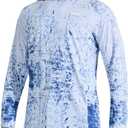 Men's Sun Protection Fishing Shirts UPF 50+ Lightweight Hoodie Long Sleeve UV SPF Hooded Shirts with Mask Rash Guard (XX-Large, Blue Tie-dye)