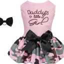 CuteBone Daddy's Little Girl Dog Dress for Small Dogs Pink Skirt Puppy Velvet Dresses Dog Clothes CVA21S-D