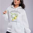 SweatyRocks Women's Drawstring Lemon Graphic Hoodies Fleece Sweatshirts Fall Fashion Pullover Sweaters (XL)