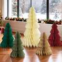 5Pcs Extra Large Christmas Table Decorations Paper Christmas Trees, Light Up Honeycomb Xmas Tree Centerpieces for Tables, Xmas Frozen Winter Wonderland Party Vintage Home Decor, 14/16/24 Inch 
