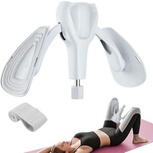 Pelvic Floor Exercise Devices 77 lb Adjustable Kegel Inner Thigh Exerciser and Hip Trainer Workout Equipment for Home Postpartum Recovery Women Men, with Band, Grey