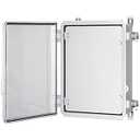 Gratury Junction Box, IP67 Waterproof Plastic Enclosure for Electrical Project, Hinged Grey Cover, Includes Mounting Plate and Wall Bracket (Transparent Cover with Inner Door, 14.6"×10.6"×5.9")