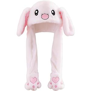 Ear Moving Jumping Hats Bunny Plush Rabbit Hats Cute Fuzzy Hats Novelty Dress Up Cosplay Party Hat