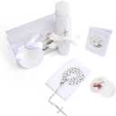 Baptism Candle Set for Boys Girls,5 PCS Baptism Kit Catholic Candle,Baptism Towel,Baptismal Shell,Rosary,Bible for Baby Dedication Christening Gift,Velas para Primera Comunin De Nio Bautizo De Nia