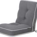 Favoyard Outdoor Rocking Chair Cushion 17  17 Inch Water Resistant & 3-Year Color Fastness Patio Chairs Cushions for Rockers Furniture, Set of Seat & Back Thick Tufted Cushion with Tie Straps, Drey (Dark Grey)