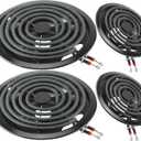 Black Porcelain Burner Drip Pans 2*WB31M19(8) 2*WB31M20(6)&Electric Stove Burner Replacement 2*MP15YA(6") 2*MP21YA(8") Compatible for G-E Hot-point Ken-more Electric Range Stove by MIFLUS (Gloss Black)