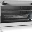 Amazon Basics 6-Slice 23-QT Toaster Oven with Built-In Air Fryer, 7-In-1 Cooking Options, 60-Min Timer & Adjustable Temperature (200F - 450F), With Accessories, 1500W, Stainless Steel, Silver/Gray