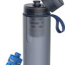 PHILIPS Water GoZero Active BPA-Free Water Bottle with Fitness Tap Water Filter, Sport Squeeze Water Bottle, Lightweight, Blue, 20 oz with Fitness Filter, Blue (20 Ounces)