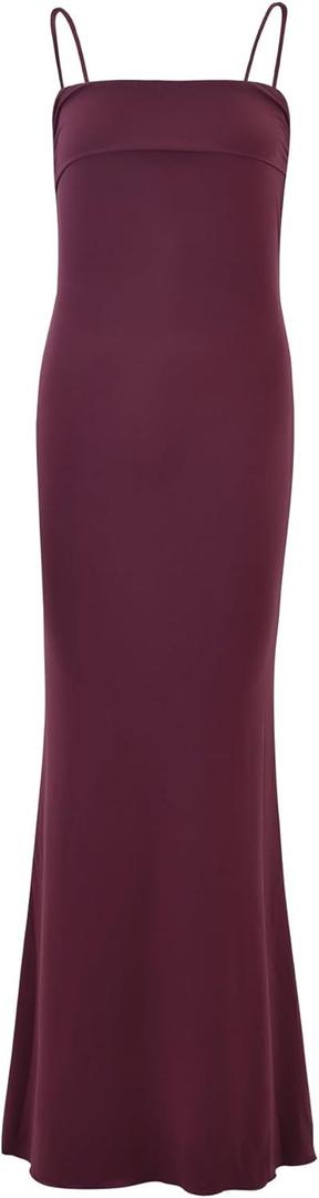 Women's Cutout Backless Maxi Dress Sexy Sleeveless Tight Slip Spaghetti Strap Long Dresses (Medium, Violet)