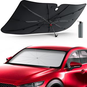 [Upgrade] DMJN Umbrella Windshield Sun Shade, [Nano-Ice-Crystal Coatings] Umbrella Sunshade for Car - Protect Interior from UV & Keep Car Cooler (Small)