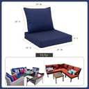 Favoyard Outdoor Seat Cushion Set 24 x 24 Inch Waterproof & Fade Resistant Patio Furniture Cushions with Removable Cover, Handle and Adjustable Straps for Chair Sofa Couch (Blue)