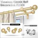 Double Curtain Rod 36-76 Inch, Gold Dual Curtain Rods for Windows, 1 Inch Decorative Adjustable Heavy Duty Telescopic Spliced Window Treatment Rods Set for Bedroom Living Room Farmhouse