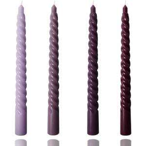 8 inch Gradual Spiral Color Taper Candles Set of 4 Pack Tapered Candle, Tall Candlesticks,for Dinner Party Wedding, Holiday Spring,Home Decor,Kitchen Decor (4, Purple Series, 8inch)