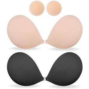 MITALOO Seamless Adhesive Bra Sticky Strapless Invisible Push up Bras Silicone Backless Nipple Cover for Women, Cup Size: B