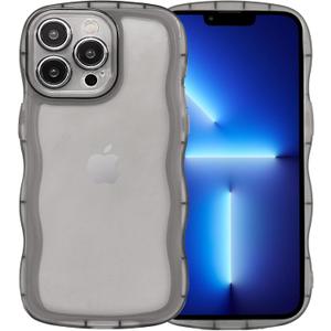 IYH Transparent Wave Case for iPhone 13 Pro 6.1", Soft TPU Shockproof Cover with Cute Design & Camera Protection(Black)