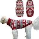 Vehomy Dog Christmas Sweater Xmas Pet Winter Knitwear Clothes Classic Warm Turtleneck Sweater Reindeer Snowflake Argyle Sweater Outfit for Medium Large Dogs M