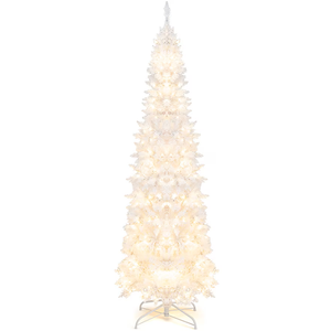 7-ft Pre-lit Pencil White Artificial Christmas Tree with White LED Lights 7-ft Pre-lit Pencil White Artificial Christmas Tree with White LED Lights